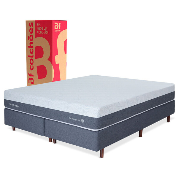 Cama Box King Premium Bf Ice Espuma Nasa 193x203cm Bf Colchões