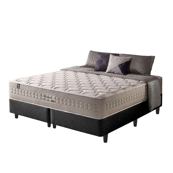 Cama Box King Preta + Colchão Molas Ensacadas Magnético Massa