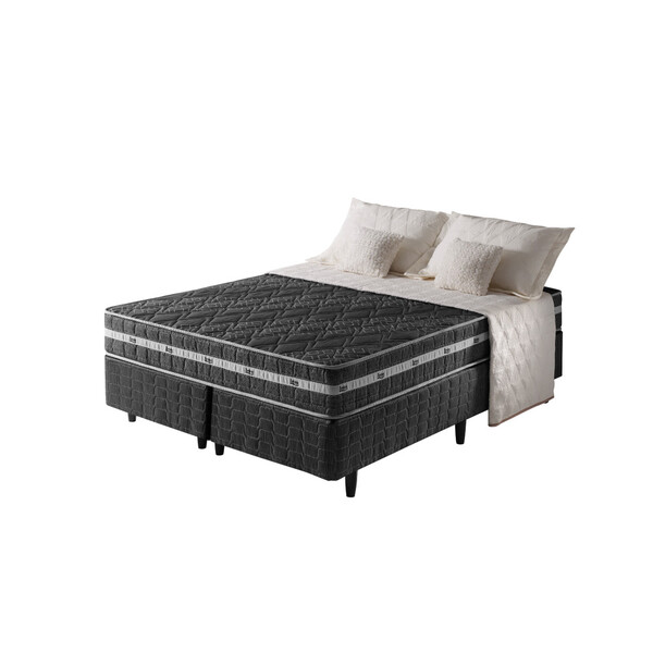 Cama Box King Preto + Colchão Espuma D45 Extra Firme Philadel