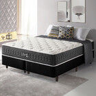 Cama Box King Preto + Colchão Molas Ensacadas Hipersoft Seatt