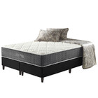 Cama Box King Preto + Colchão Molas Ensacadas Suporte 200 Kg
