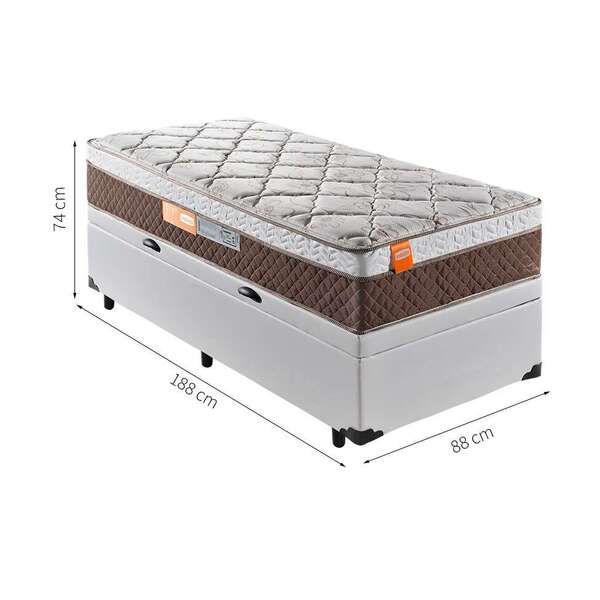 Cama Box Premium Baú Com Colchão Solteiro Albany Molas Ensacadas Marrom E  Branco | Leroy Merlin