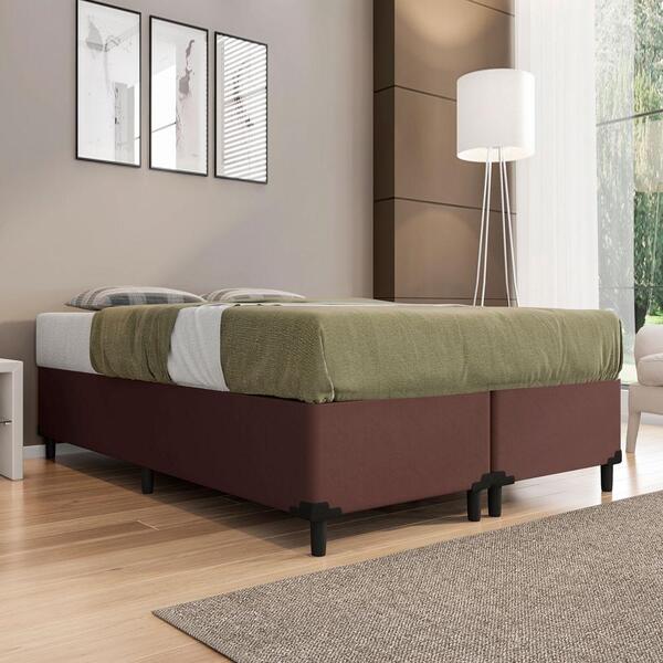 Cama Box Queen 1,58 M Com 38cm De Altura Prince Suede Marrom