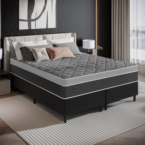 Cama Box Queen 158cm Molas Ensacadas Ferrara Umaflex Base 2cen