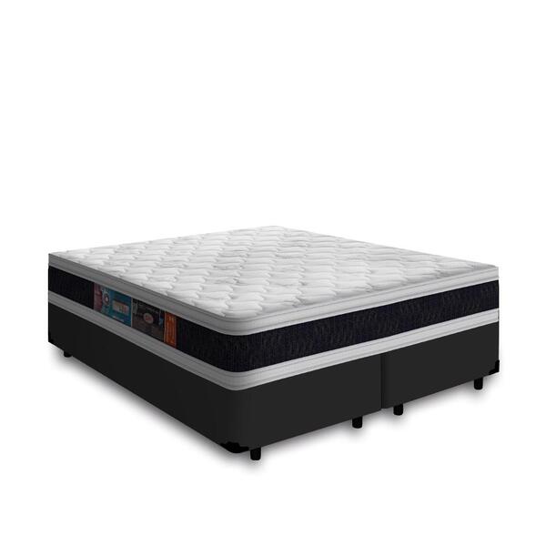 Cama Box Queen + Colchão De Espuma D45 Castor Black White Dou