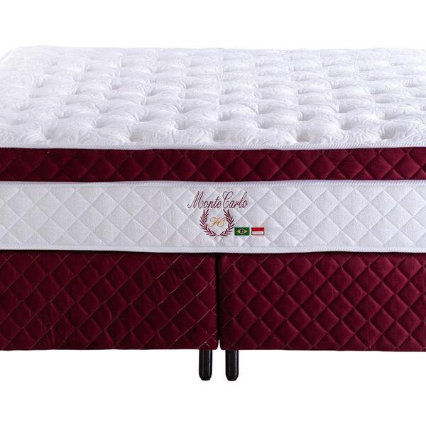 Cama Box Queen + Colchão De Molas Superlastic E Látex Monte Carlo  (158x198x72) - Bordô | Leroy Merlin