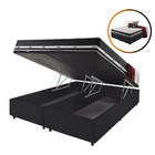 Cama Box Queen Baú Preto + Colchão Molas Ensacadas Los Angele