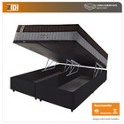 Cama Box Queen Baú Preto + Colchão Molas Ensacadas Suporte 20