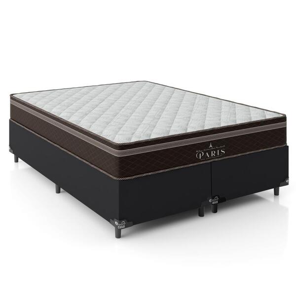 Cama Box Queen Bipartido + Colchão Paris Molas Ensacadas Pock