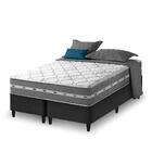 Cama Box Queen Bipartido Preto + Colchão Molas Ensacadas Zidi