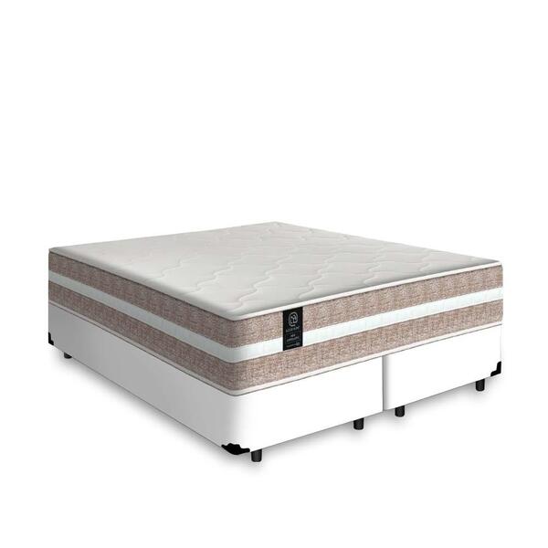 Cama Box Queen Branca + Colchão De Molas Ensacadas - Lucas Ho