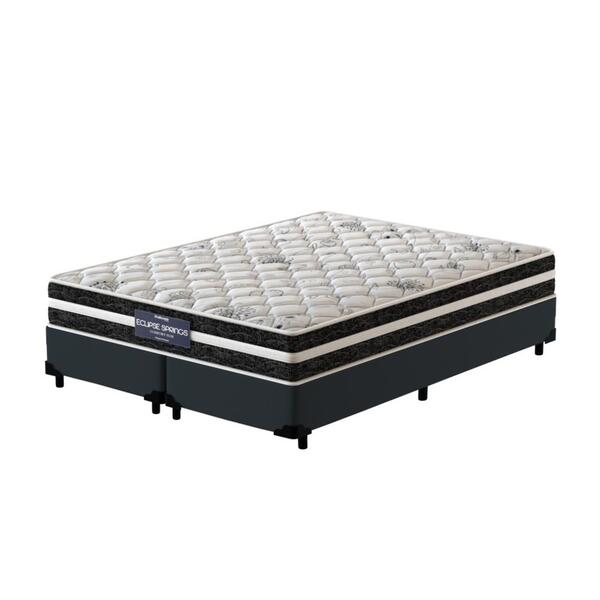 Cama Box Queen Cinza  + Colchão De Molas Ensacadas - Probel -