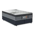 Cama Box Queen Cinza + Colchão De Molas Ensacadas - Comfort P