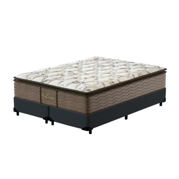 Cama Box Queen Cinza + Colchão De Molas Prolastic - Probel -