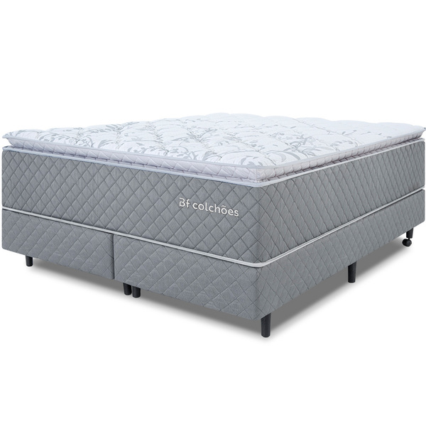 Cama Box Queen Colchão Molas Ensacadas Com Pillow Top Extra C