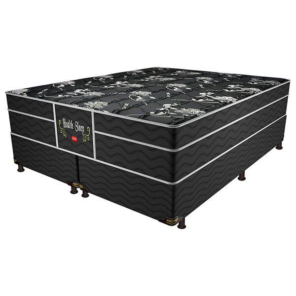 Cama Box Queen Health Sleep – Pelmex - Preto / Prata