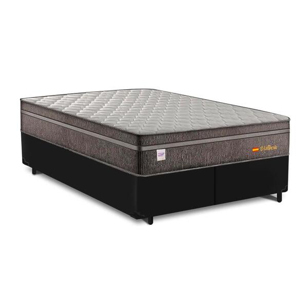 Cama Box Queen Preta + Colchão De Molas Superlastic - Plumate