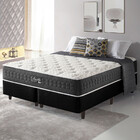 Cama Box Queen Preto + Colchão Molas Ensacadas Hipersoft Seat