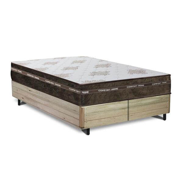 Cama Box Queen Rústica + Colchão De Molas Superlastic - Comfo