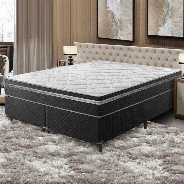 Cama Box Queen Size Com Colchão Mola Active Preto Umaflex | Leroy Merlin