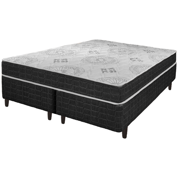 Cama Box Queen Size Preto + Colchão San Francisco Ortopédico