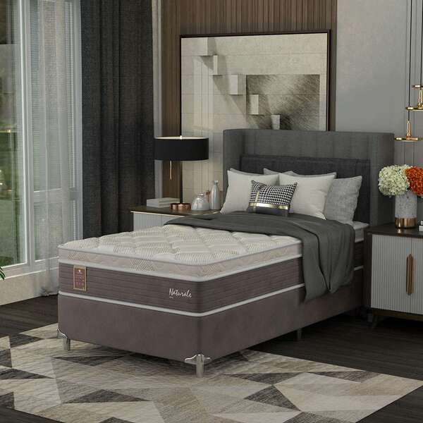 Cama Box Solteirão Naturale Com Colchão Molas Ensacadas (67x1