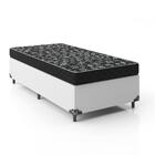 Cama Box Solteiro + Colchão D20 - Couro Branco