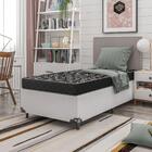 Cama Box Solteiro + Colchão D20 - Couro Branco