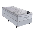 Cama Box Solteiro + Colchão Ortobom De Molas Freedom 66x88x188