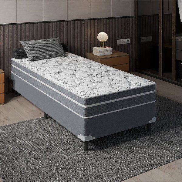 Cama Box Solteiro + Colchão Portobel De Molas Ravena