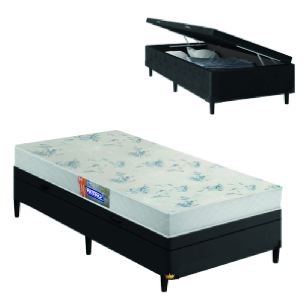 Cama Box Solteiro Baú Colchão De Espuma D20 Supreme Branco 78
