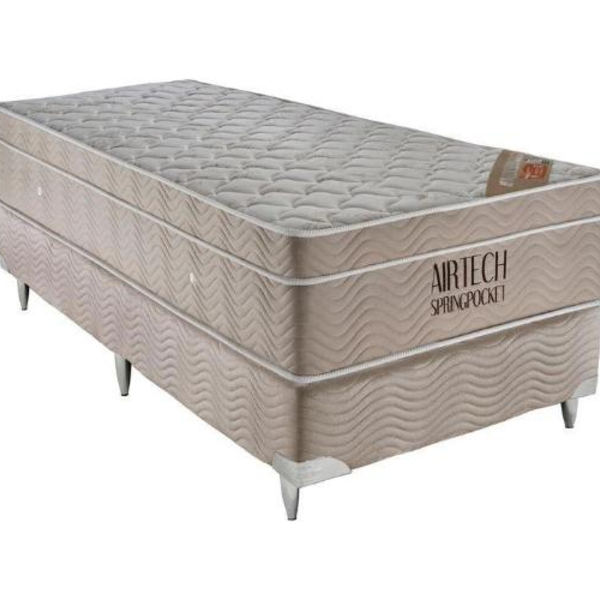 Cama Box Solteiro C/ Colchão Airtech Spring Pocket (88x188x61)