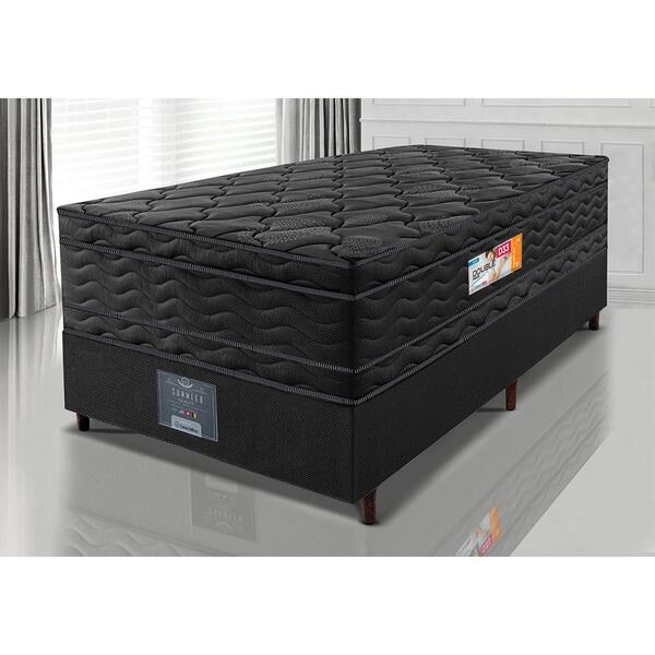 Cama Box Solteiro Colchão Black + Box 88x188x71 Double Face