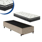 Cama Box Solteiro Colchão Molas Bonnel + Box Suede Bege Sp Mó