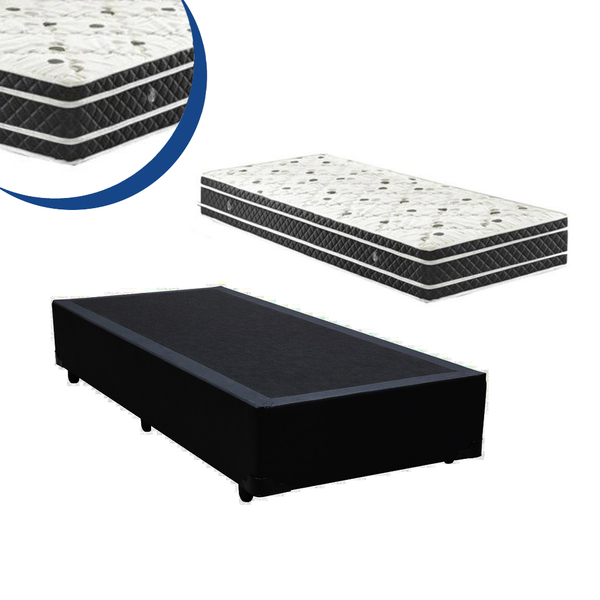 Cama Box Solteiro Colchão Molas Ensacadas + Box Sintético Pre