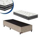 Cama Box Solteiro Colchão Molas Ensacadas + Box Suede Bege Sp