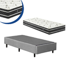 Cama Box Solteiro Colchão Molas Ensacadas + Box Suede Cinza S