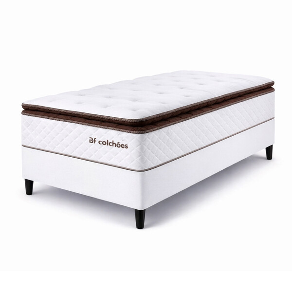 Cama Box Solteiro Colchão Molas Ensacadas com Pillow Top Extr