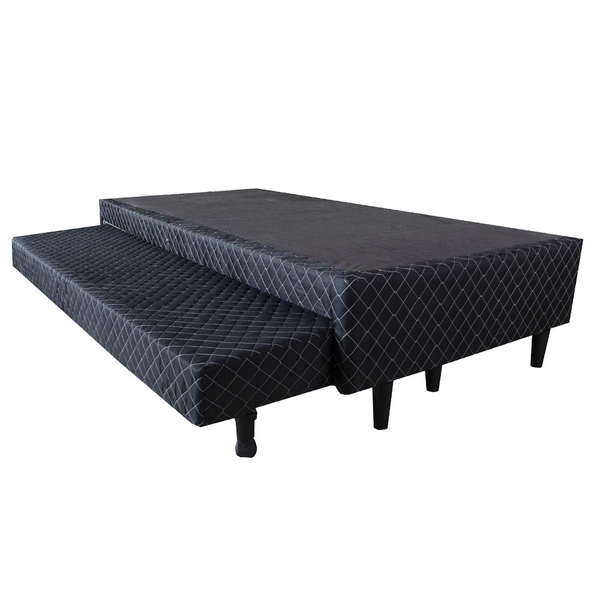 Cama Box Solteiro Com Auxiliar Semi Ortopedica Poliester Preto