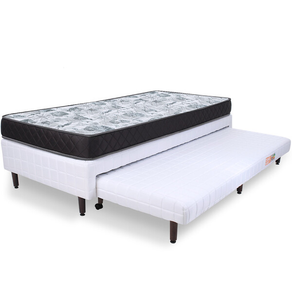 Cama Box Solteiro Com Cama Auxiliar + Colchão De Espuma Selad