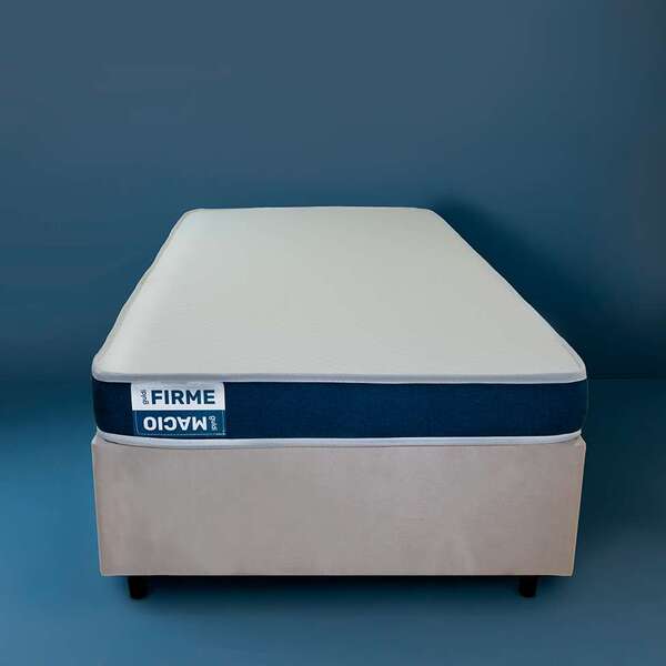 Cama Box Solteiro Com Colchão Guldi Duplo Plus D28 Azul E Nat