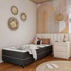 Cama Box Solteiro Conjugada Milão D28 Ortopédico Preta