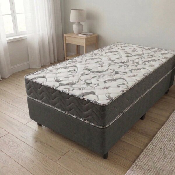 Cama Box Solteiro D33 Of 0,88x188x0,42 Montreal Yescasa Cinza