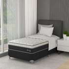 Cama Box Solteiro King Amarilis Com Colchão D33 Preta E Branca