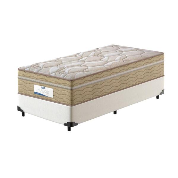 Cama Box Solteiro King Branca + Colchão De Molas Ensacadas- M