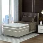 Cama Box Solteiro King Com Colchão Milani Mola Verticoil Bege