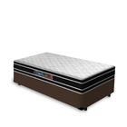 Cama Box Solteiro King Marrom + Colchão Espuma 96x203x62cm