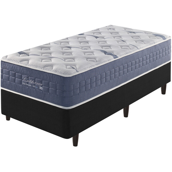 Cama Box Solteiro King Preto + Colchão Molas Ensacadas Visco