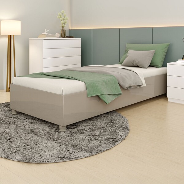 Cama Box Solteiro Mônaco Off White - Tcil Móveis