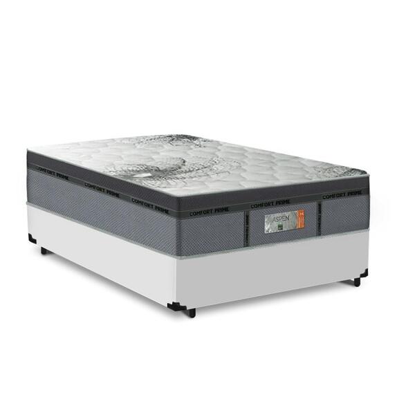 Cama Box Viuva Branca + Colchão De Molas Ensacadas - Comfort